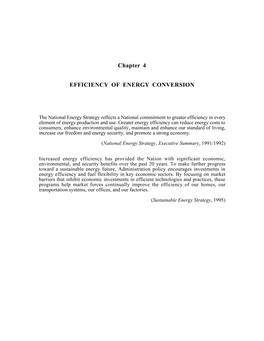 Chapter 4 EFFICIENCY of ENERGY CONVERSION
