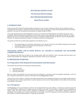 SECURITIES LISTING GUIDE the Mexican Stock Exchange