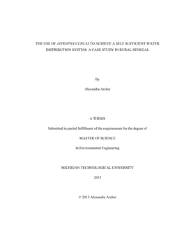 The Use of Jatropha Curcas to Achieve a Self Sufficient Water Distribution System: a Case Study in Rural Senegal