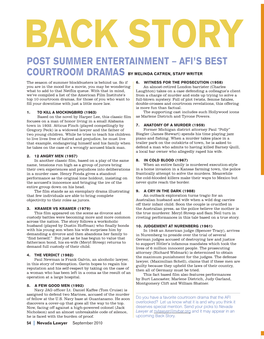 Back Story: Post Summer Entertainment – AFI's Best