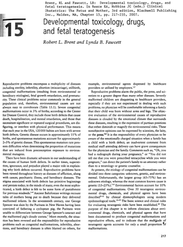 Developmental Toxicology Drugs, and Fetal Teratogenesis