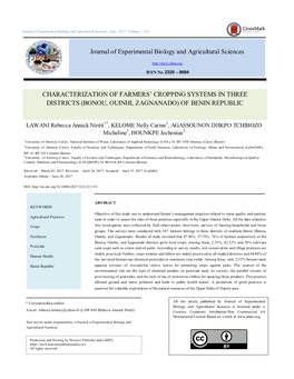 Journal of Experimental Biology and Agricultural Sciences, June - 2017; Volume – 5(3) 327 LAWANI Rebecca Annick Niréti