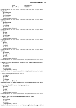 11-08-2021 Question1:-Choose the Word Nearest in Meaning to The