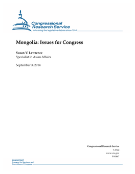 Mongolia: Issues for Congress