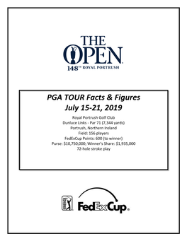 PGA TOUR Facts & Figures July 15-21, 2019