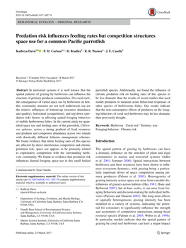 Predation Risk Influences Feeding Rates but Competition Structures Space Use for a Common Pacific Parrotfish