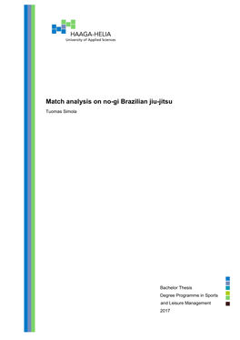 Match Analysis on No-Gi Brazilian Jiu-Jitsu