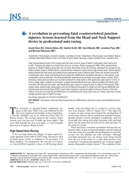 A Revolution in Preventing Fatal Craniovertebral Junction Injuries: Lessons Learned from the Head and Neck Support Device in Professional Auto Racing