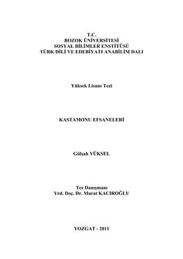 T.C. Bozok Üniversitesi Sosyal Bilimler Enstitüsü Türk Dili Ve Edebiyati Anabilim Dali