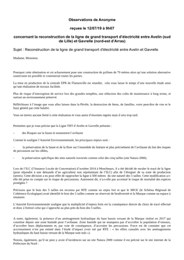 Observations De Anonyme Reçues Le 12/07/19 À 9H07 Concernant La