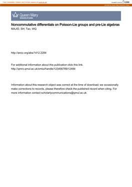 Noncommutative Differentials on Poisson-Lie Groups and Pre-Lie Algebras MAJID, SH; Tao, WQ