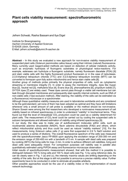 Plant Cells Viability Measurement: Spectrofluorometric Approach