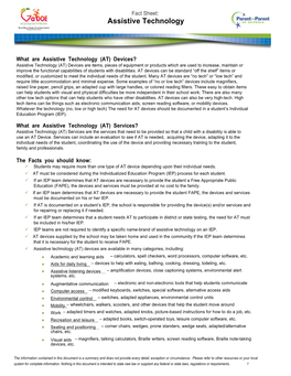 Fact Sheet: Assistive Technology