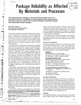 Package Reliability As Affected by Material and Processes