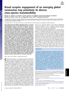 Broad Receptor Engagement of an Emerging Global Coronavirus May