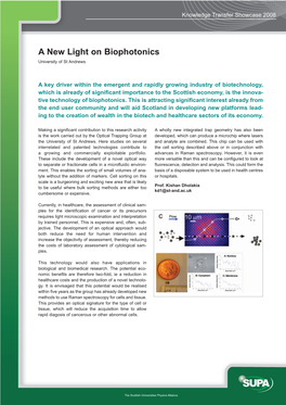 A New Light on Biophotonics University of St Andrews