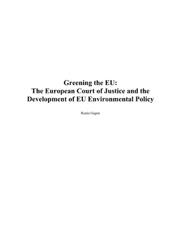 The European Court of Justice and the Development of EU Environmental Policy