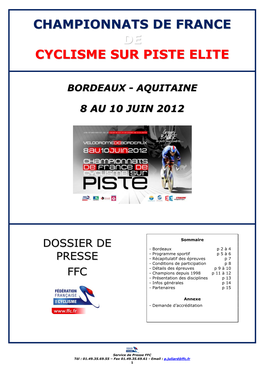 Championnats De France De Cyclisme Sur Piste Elite
