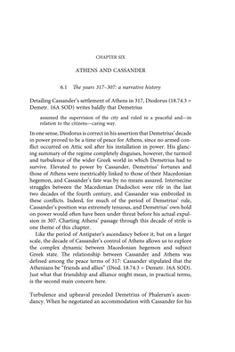 A Narrative History Detailing Cassander's Settlement of Athens In