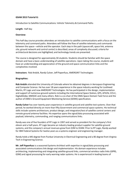 Introduction to Satellite Communications: Vehicle Telemetry & Command Paths