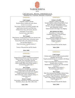 Cocktail Menus