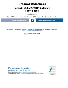 Product Datasheet Integrin Alpha 2B/CD41