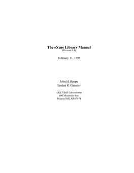 The Exene Library Manual (Version 0.4)