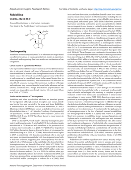 Report on Carcinogens, Fourteenth Edition for Table of Contents, See Home Page