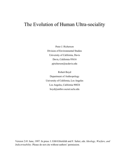 The Evolution of Human Ultra-Sociality