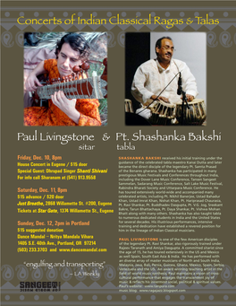 Paul Livingstone & Pt. Shashanka Bakshi Concerts of Indian Classical