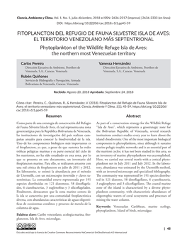 The Northern Most Venezuelan Territory FITOPLANCTON DEL REFUGI