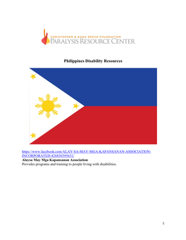 Philippines Disability Resources