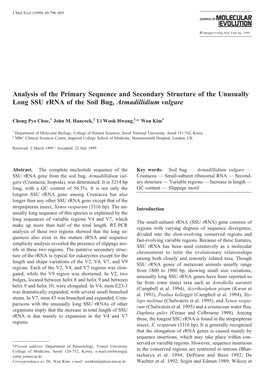 Analysis of the Primary Sequence and Secondary Structure of the Unusually Long SSU Rrna of the Soil Bug, Armadillidium Vulgare