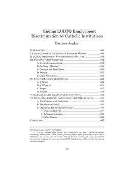 Ending LGBTQ Employment Discrimination by Catholic Institutions