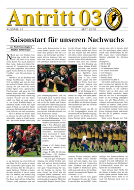 AUSGABE 21 SEPT 2010 Saisonstart Für Unseren Nachwuchs