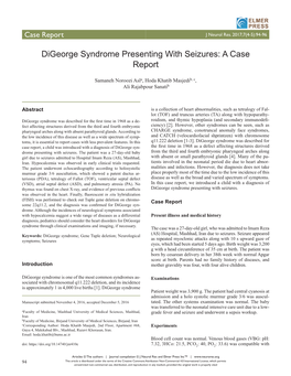 Digeorge Syndrome Presenting with Seizures: a Case Report