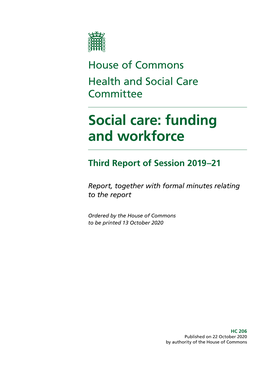 Report: Social Care: Funding and Workforce