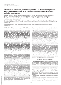 Mammalian Subtilisin/Kexin Isozyme SKI-1