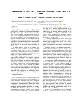 Hypervelocity Impact on Composites: the Effect of the Impactor Type