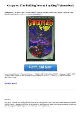 Gargoyles: Clan Building Volume 1 by Greg Weisman Book