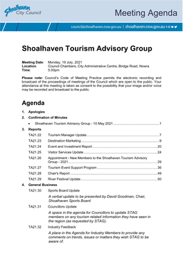 Agenda of Shoalhaven Tourism Advisory Group
