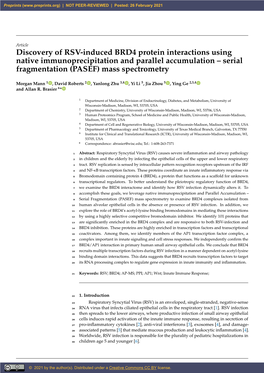 Discovery of RSV-Induced BRD4 Protein Interactions Using Native Immunoprecipitation and Parallel Accumulation – Serial Fragmentation (PASEF) Mass Spectrometry