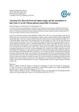 Assessing CO2 Fluxes Between the Alpine Steppe and the Atmosphere