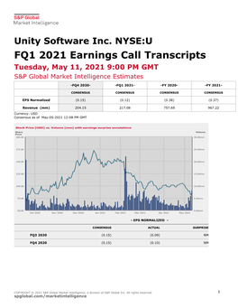 FQ1 2021 Earnings Call Transcripts Tuesday, May 11, 2021 9:00 PM GMT S&P Global Market Intelligence Estimates