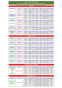 Programme De Vol Air Senegal Saison ÉTÉ 2021 (28