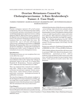 Ovarian Metastases Caused by Cholangiocarcinoma: a Rare