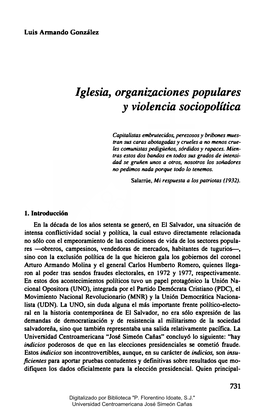 Iglesia, Organizaciones Populares Y Violencia Sociopolítica