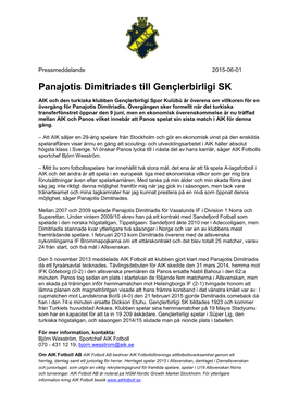 Panajotis Dimitriades Till Gençlerbirligi SK