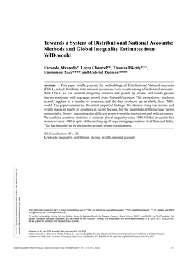 Towards a System of Distributional National Accounts: Methods and Global Inequality Estimates from WID.World