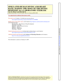 SIMULATED HUMAN DIVING and HEART RATE: MAKING the MOST of the DIVING RESPONSE AS a LABORATORY EXERCISE Sara M
